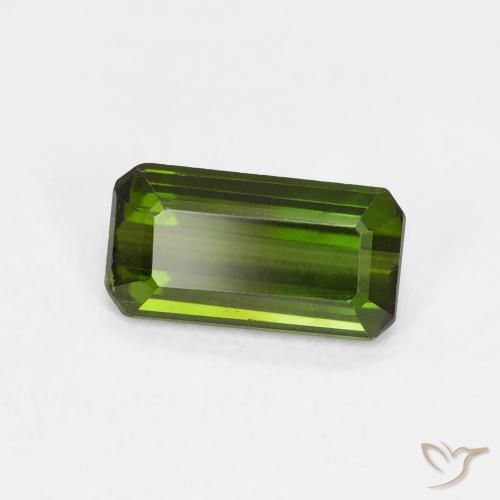 Tourmaline Vert terreux naturelle Octogone / coupe Émeraude, 0.88 ct, VVS-VS