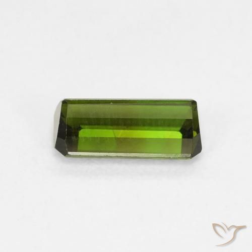 Tourmaline Vert terreux naturelle Octogone / coupe Émeraude, 0.88 ct, VVS-VS
