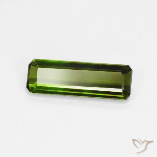 Tourmaline Vert foncé naturelle Octogone / coupe Émeraude, 1.08 ct, VVS-VS