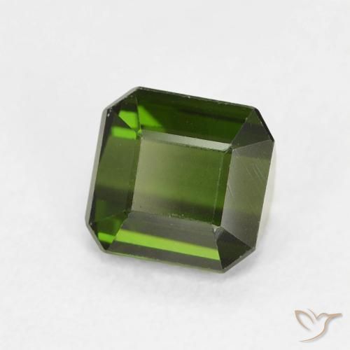 Tourmaline Vert terreux naturelle Octogone / coupe Émeraude, 0.94 ct, VVS