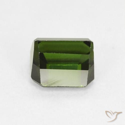 Tourmaline Vert terreux naturelle Octogone / coupe Émeraude, 0.94 ct, VVS