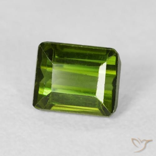 Tourmaline Vert chaud naturelle Octogone / coupe Émeraude, 0.73 ct, VVS-VS