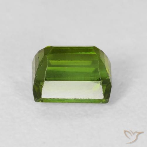 Tourmaline Vert chaud naturelle Octogone / coupe Émeraude, 0.73 ct, VVS-VS