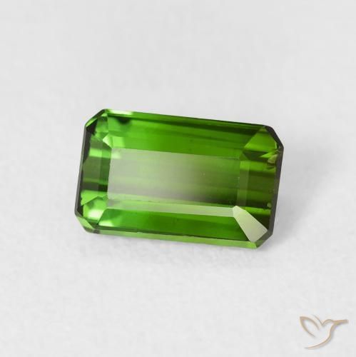 Tourmaline Vert foncé naturelle Octogone / coupe Émeraude, 1.21 ct, VVS-VS