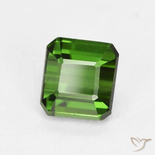 Tourmaline Medium Dark-Green naturelle Octogone / coupe Émeraude, 0.80 ct, VVS