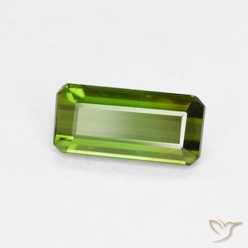 Tourmaline Vert foncé naturelle Octogone / coupe Émeraude, 0.73 ct, VVS