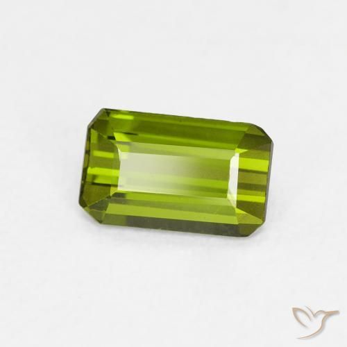 Tourmaline Vert terreux naturelle Octogone / coupe Émeraude, 0.59 ct, VVS