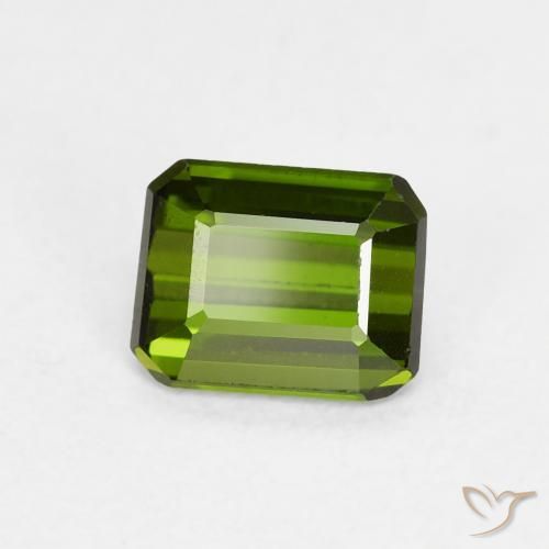 Tourmaline Vert foncé naturelle Octogone / coupe Émeraude, 0.75 ct, VVS-VS