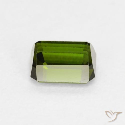 Tourmaline Vert foncé naturelle Octogone / coupe Émeraude, 0.75 ct, VVS-VS