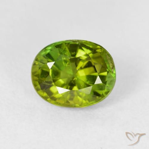 Tourmaline Vert chaud et terreux naturelle ovale, 1.71 ct, VS