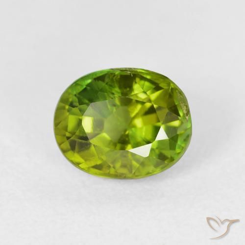 Tourmaline Vert chaud et terreux naturelle ovale, 1.71 ct, VS