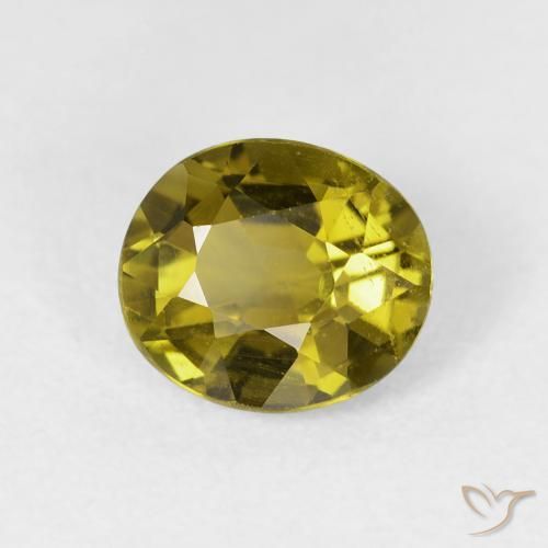 Tourmaline Vert jaunâtre naturelle ovale, 1.75 ct, VS