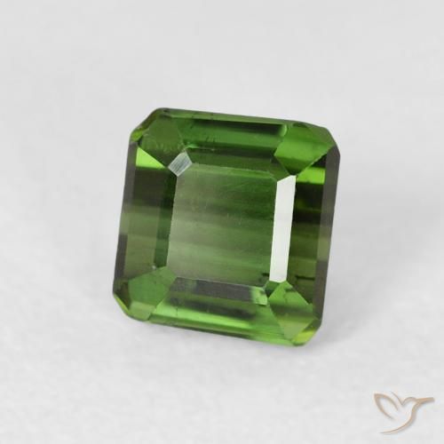 Tourmaline Vert foncé naturelle Octogone / coupe Émeraude, 0.73 ct, VS