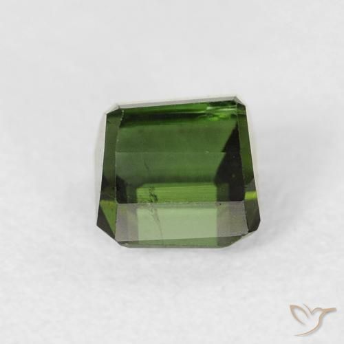 Tourmaline Vert foncé naturelle Octogone / coupe Émeraude, 0.73 ct, VS