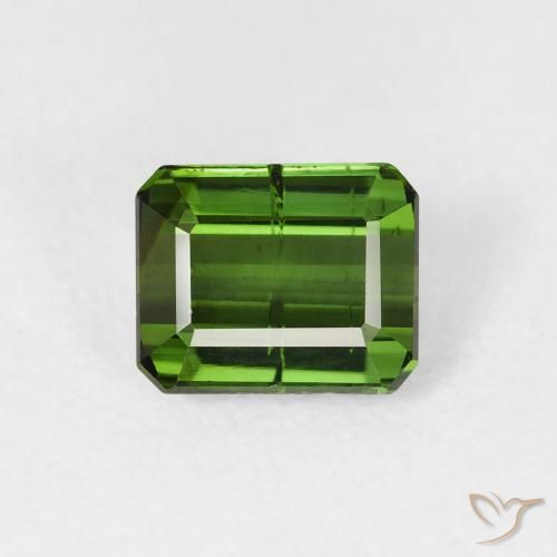 Tourmaline Vert terreux naturelle Octogone / coupe Émeraude, 1.22 ct, SI