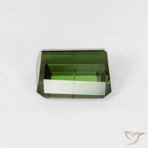 Tourmaline Vert terreux naturelle Octogone / coupe Émeraude, 1.22 ct, SI