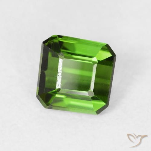 Tourmaline Vert foncé naturelle Octogone / coupe Émeraude, 0.58 ct, VVS-VS
