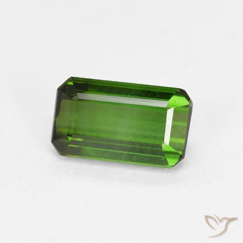 Tourmaline Vert foncé naturelle Octogone / coupe Émeraude, 1.06 ct, VVS-VS