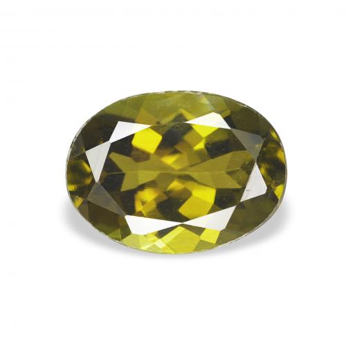 Tourmaline Vert jaunâtre naturelle ovale, 1.22 ct, VVS-VS