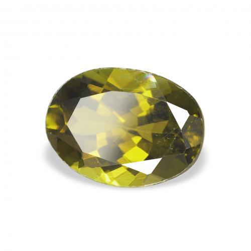 Tourmaline Vert jaunâtre naturelle ovale, 1.22 ct, VVS-VS