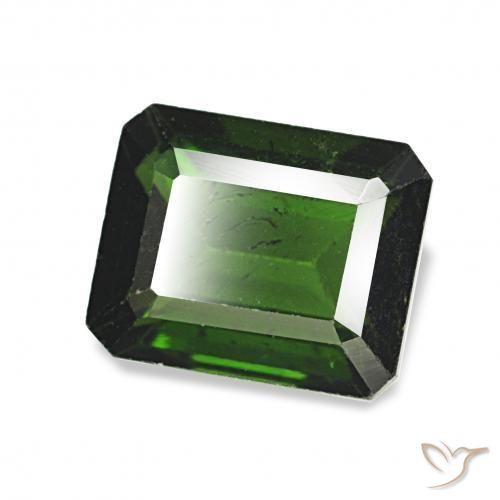 Tourmaline Vert foncé naturelle Octogone / coupe Émeraude, 1.77 ct, VS