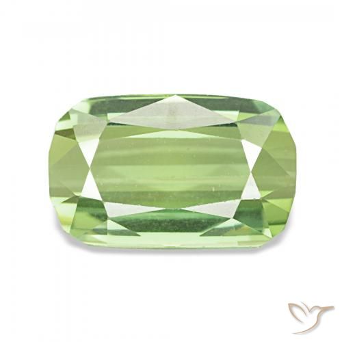 2.96ct Vert jaunâtre Tourmaline, Coussin, VVS