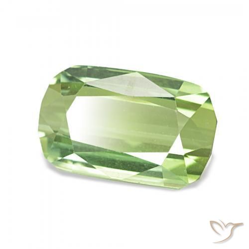 Tourmaline Vert jaunâtre naturelle Coussin, 2.96 ct, VVS