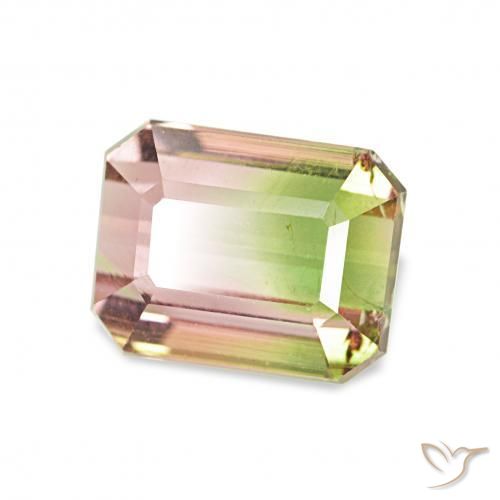 Tourmaline Pastèque naturelle Octogone / coupe Émeraude, 1.65 ct, VS