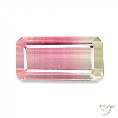 2.27ct Bicolore Tourmaline Pierres précieuses, Taille émeraude, VVS-VS