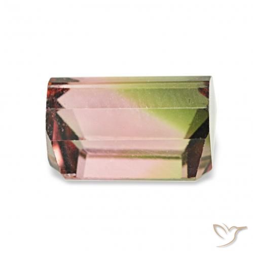 Tourmaline Pastèque naturelle Octogone / coupe Émeraude, 1.63 ct, VVS-VS
