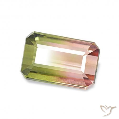 Tourmaline Pastèque naturelle Octogone / coupe Émeraude, 1.32 ct, VVS-VS