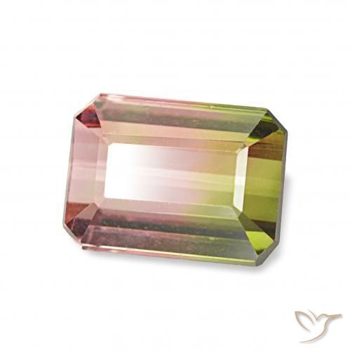 Tourmaline Pastèque naturelle Octogone / coupe Émeraude, 1.26 ct, VVS-VS