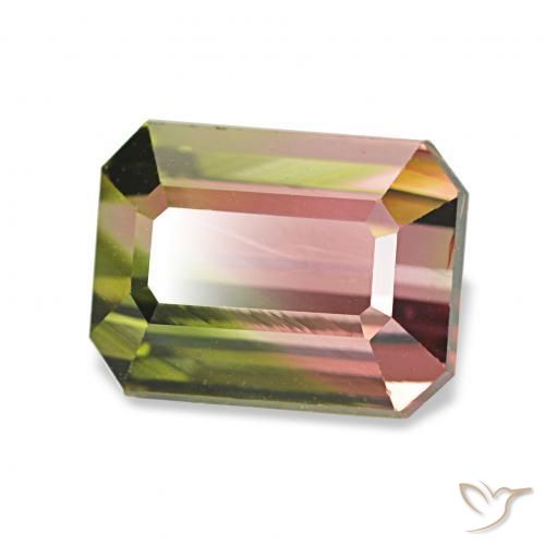 Tourmaline Pastèque naturelle Octogone / coupe Émeraude, 2.45 ct, VVS