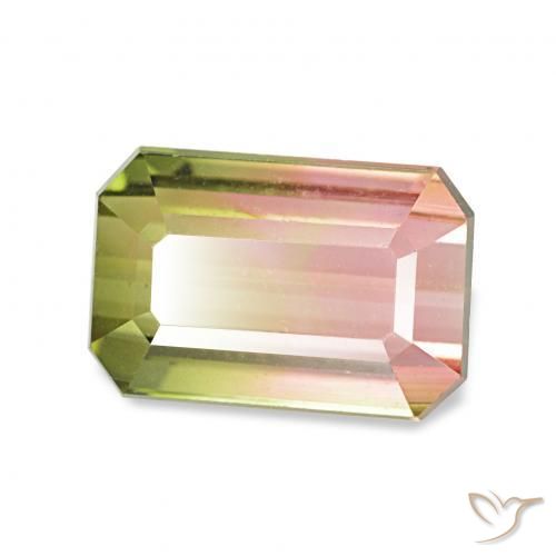 Tourmaline Pastèque naturelle Octogone / coupe Émeraude, 1.73 ct, VVS