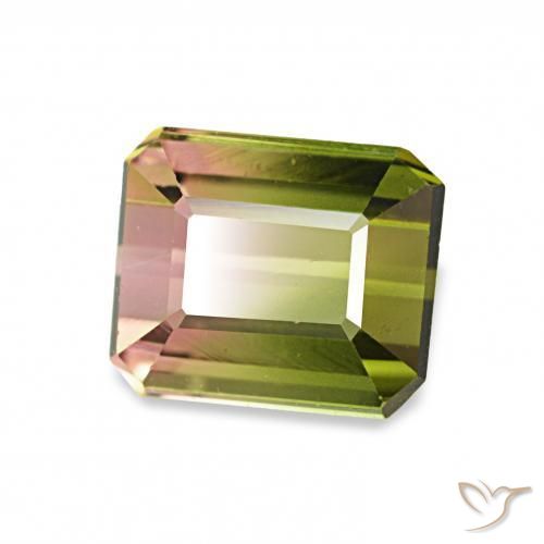 Tourmaline Pastèque naturelle Octogone / coupe Émeraude, 1.26 ct, VVS