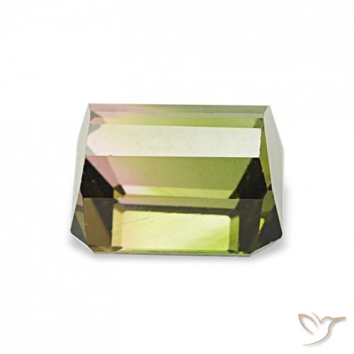 Tourmaline Pastèque naturelle Octogone / coupe Émeraude, 1.26 ct, VVS