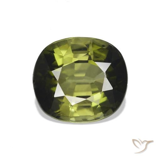 Tourmaline Vert jaunâtre naturelle Coussin, 1.62 ct, VVS