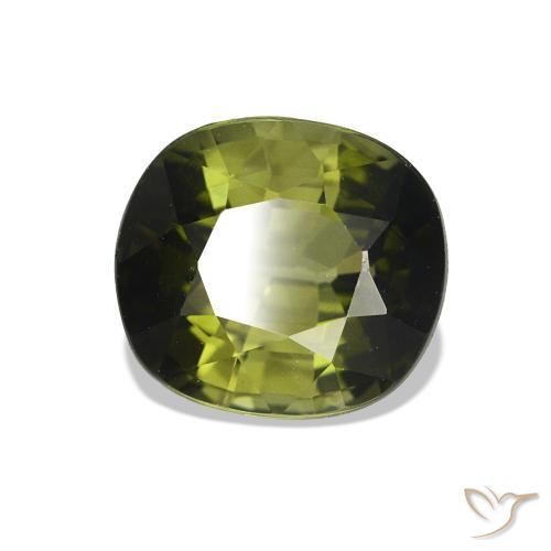 Tourmaline Vert jaunâtre naturelle Coussin, 1.62 ct, VVS