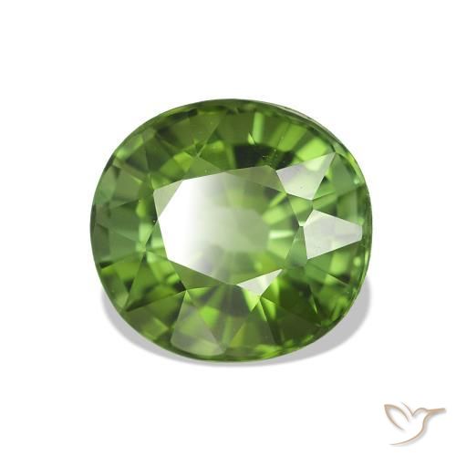 Tourmaline Vert moyen naturelle ovale, 1.66 ct, VVS