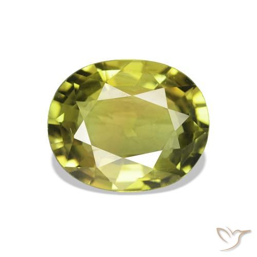 Tourmaline Vert jaunâtre naturelle ovale, 1.57 ct, VS