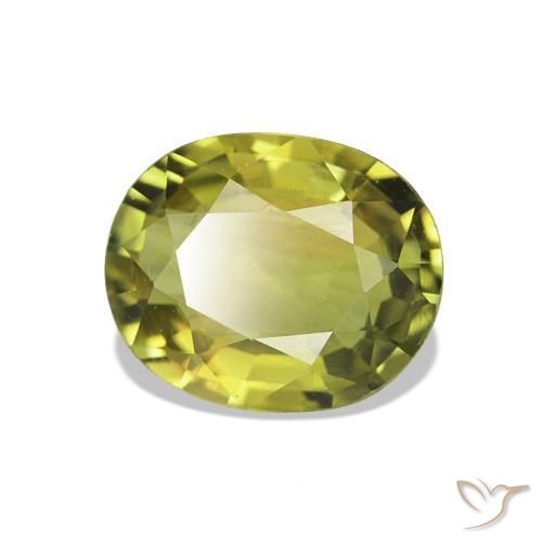 Tourmaline Vert jaunâtre naturelle ovale, 1.57 ct, VS