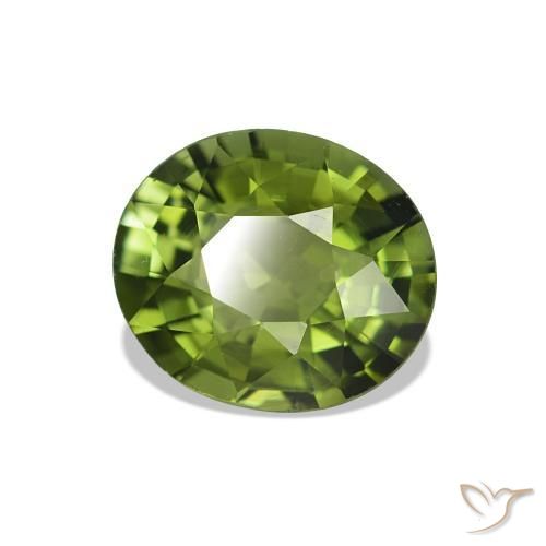 Tourmaline Vert moyen naturelle ovale, 1.45 ct, VS