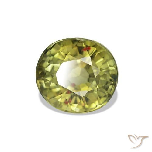 Tourmaline Vert jaunâtre naturelle Coupe ovale, 1.49 ct, VS
