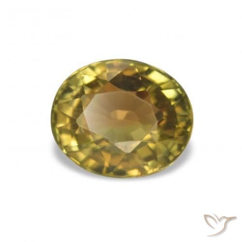 Tourmaline Jaune terreux naturelle Coupe ovale, 1.36 ct, VS