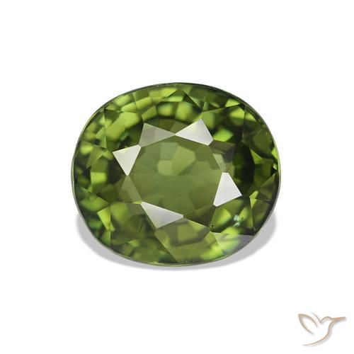 Tourmaline Vert forêt léger naturelle Coupe ovale, 1.62 ct, VVS