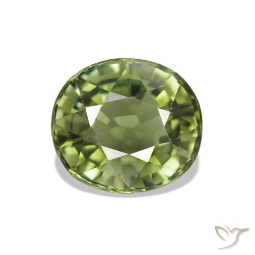 Tourmaline Vert moyen naturelle Coupe ovale, 1.59 ct, VVS