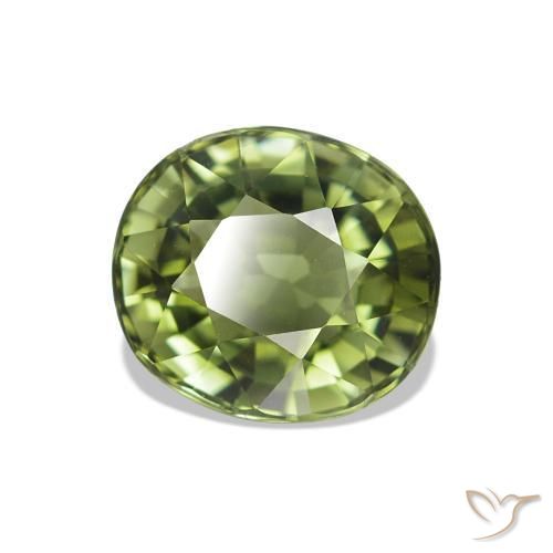 Tourmaline Vert moyen naturelle Coupe ovale, 1.59 ct, VVS