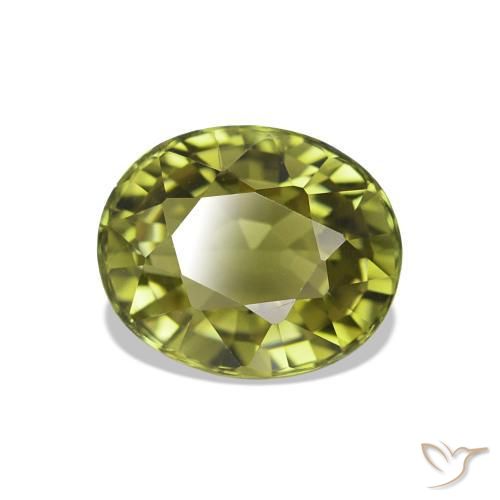 Tourmaline Vert jaunâtre naturelle Coupe ovale, 1.52 ct, VVS