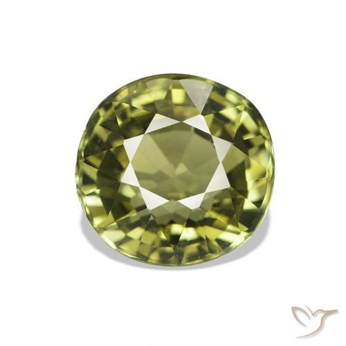 Tourmaline Vert jaunâtre naturelle Coupe ovale, 1.62 ct, VVS