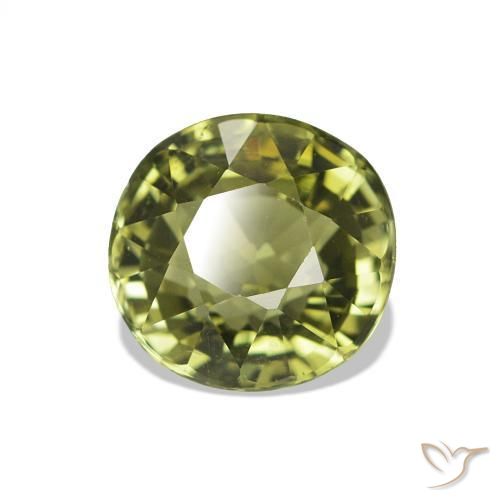 Tourmaline Vert jaunâtre naturelle Coupe ovale, 1.62 ct, VVS